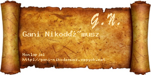 Gani Nikodémusz névjegykártya